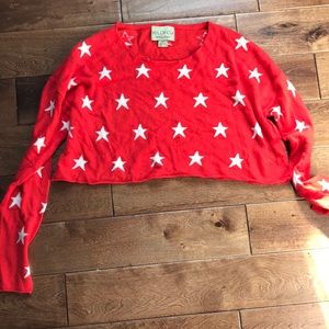 Red Wildfox Star Crop Sweater